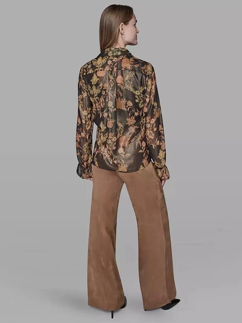 CAMISA MANGA LARGA DE TEJIDO FINO CON DETALLES DE VUELO - 3