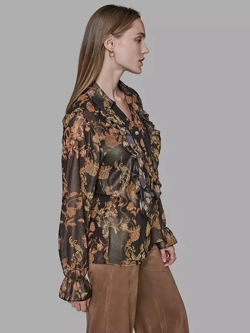 CAMISA MANGA LARGA DE TEJIDO FINO CON DETALLES DE VUELO - 4
