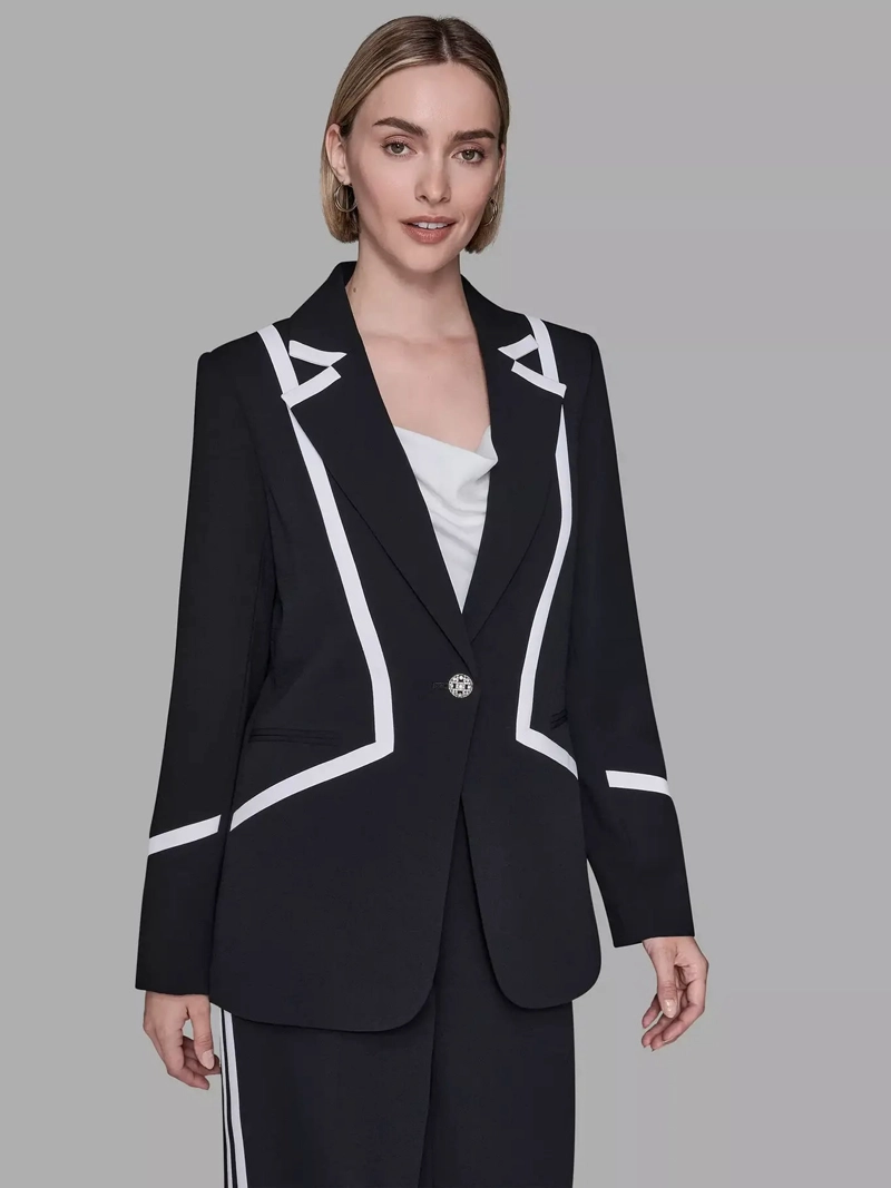 BLAZER CON DETALLE DE LINEAS EN CONTRASTE - LUXE - 1