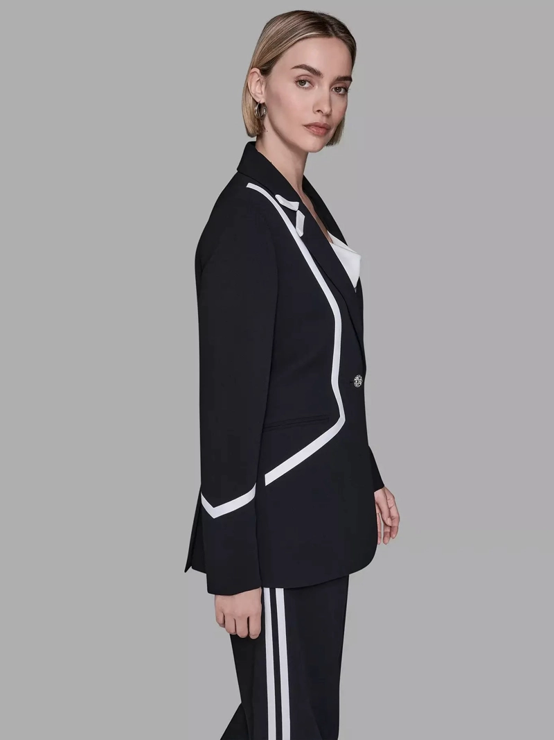 BLAZER CON DETALLE DE LINEAS EN CONTRASTE - LUXE - 4