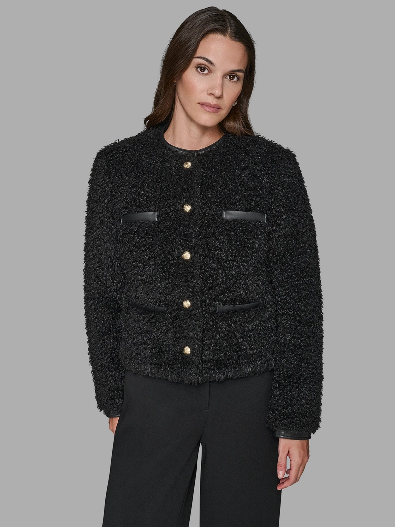 CHAQUETA DE CUERO SINTE TICO CON FORRO DE BORREGUITO - 1
