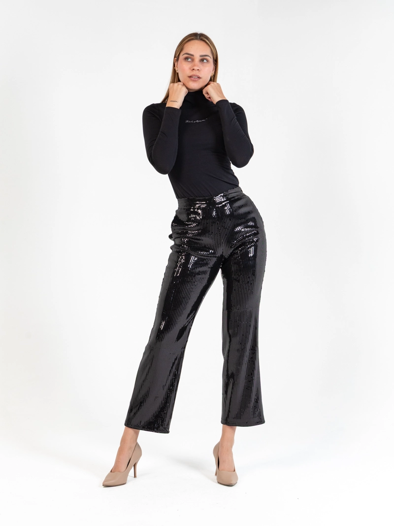 PANTALON RECTO CON LENTEJUELAS - 1