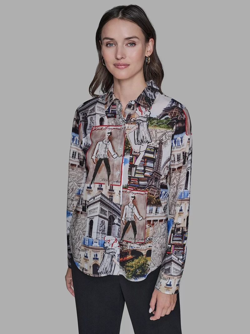 CAMISA DE MANGA LARGA CON ESTAMPADO DE CIUDAD - 1