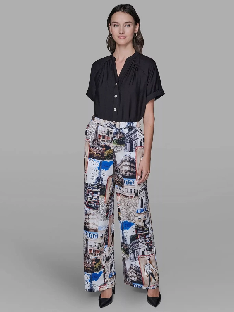 PANTALON SUAVE CON ESTAMPADO DE CIUDAD - 1