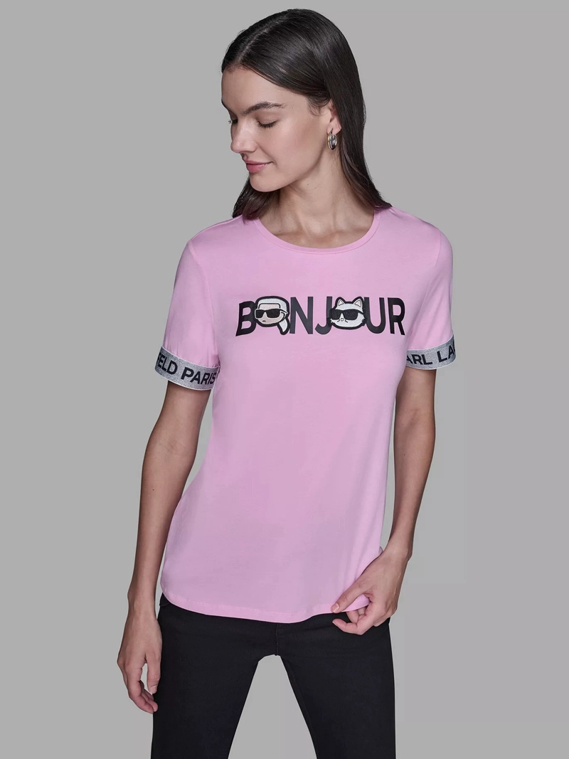 POLERA CON ESTAMPADO BONJOUR Y LOGO EN LAS MANGAS - 1