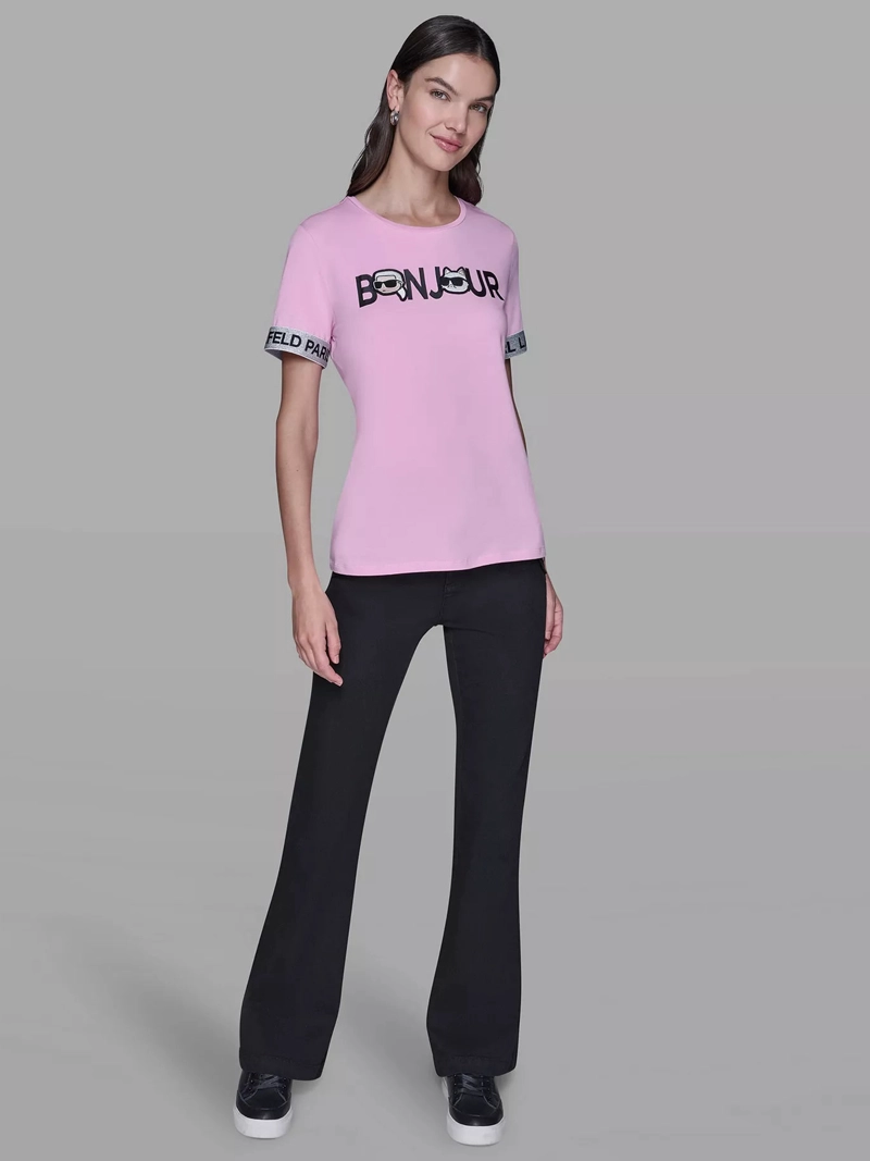 POLERA CON ESTAMPADO BONJOUR Y LOGO EN LAS MANGAS - 2