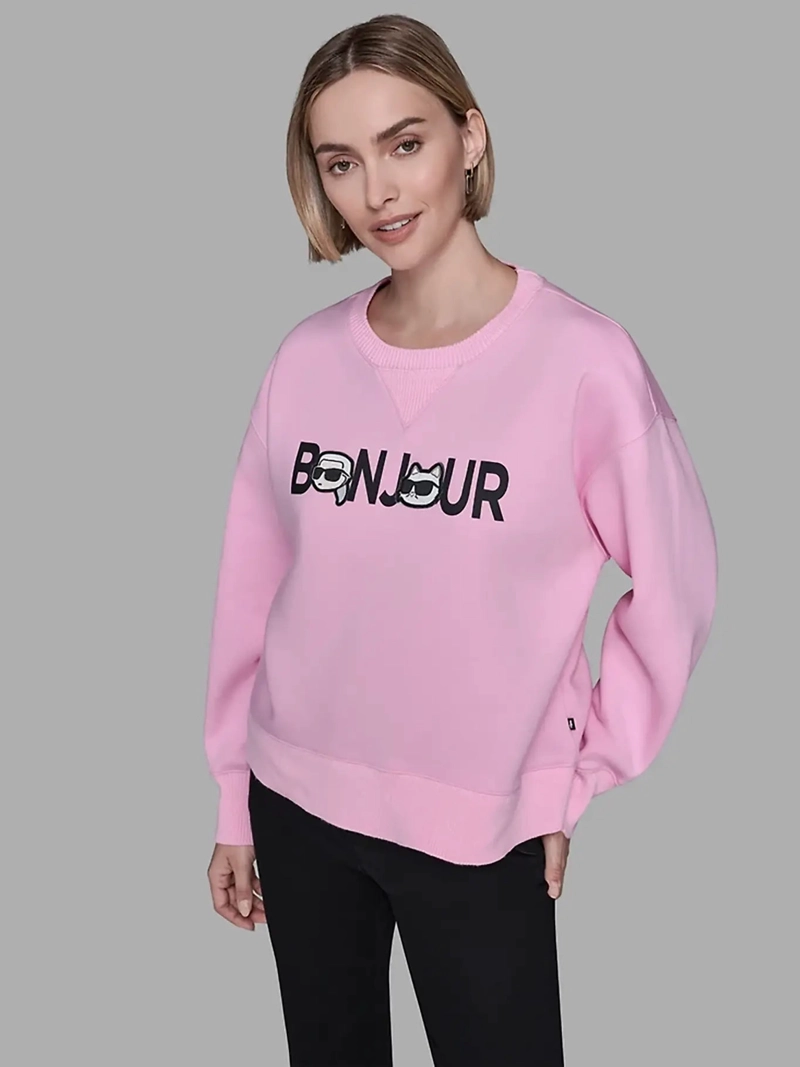 POLERON DE FELPA CON ESTAMPADO BONJOUR CON KARL Y CHOUPETTE - 1
