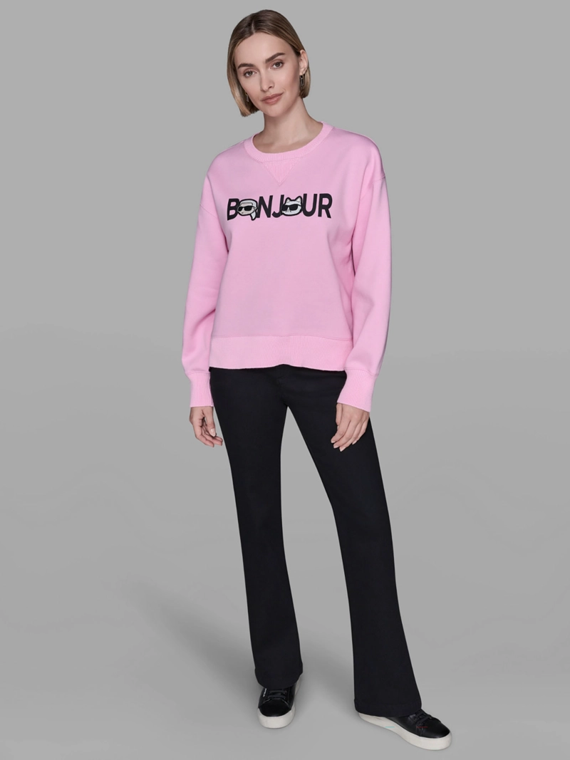 POLERON DE FELPA CON ESTAMPADO BONJOUR CON KARL Y CHOUPETTE - 2