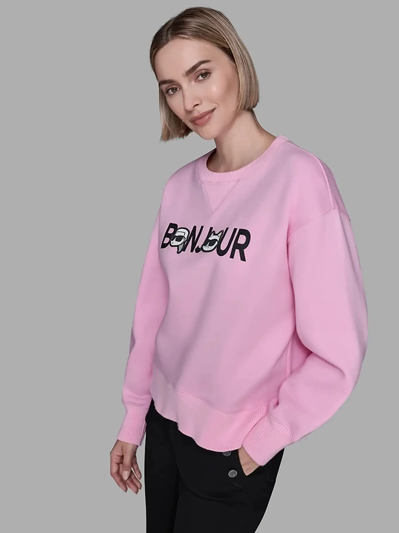 POLERON DE FELPA CON ESTAMPADO BONJOUR CON KARL Y CHOUPETTE - 4