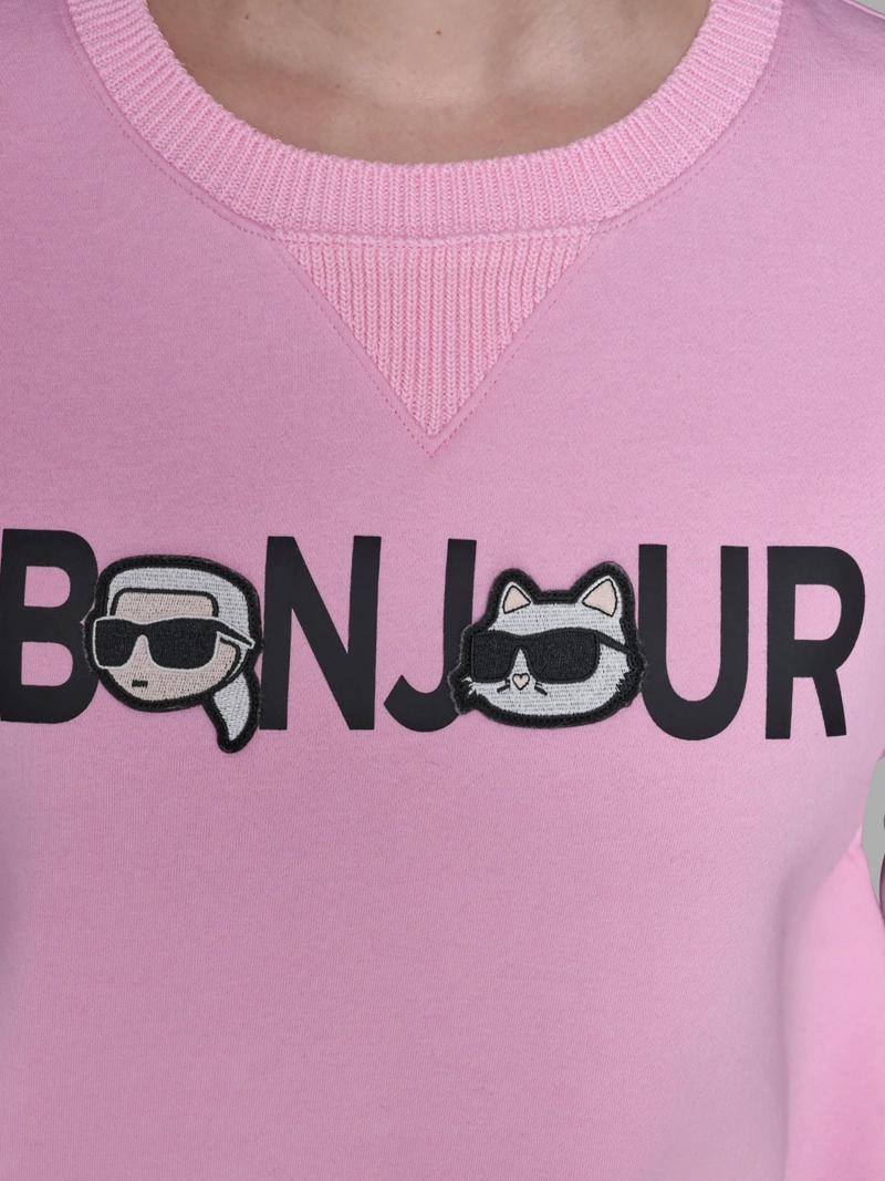 POLERON DE FELPA CON ESTAMPADO BONJOUR CON KARL Y CHOUPETTE - 5