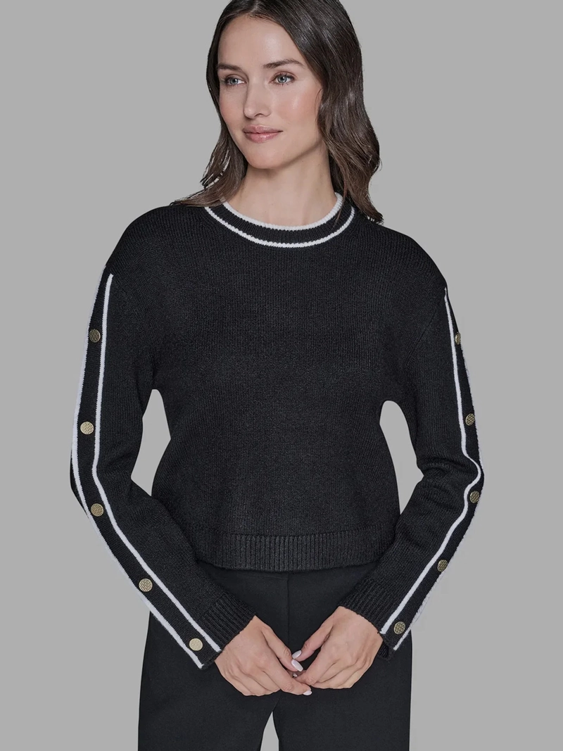 SWEATER CON BOTONES EN LAS MANGAS - 1