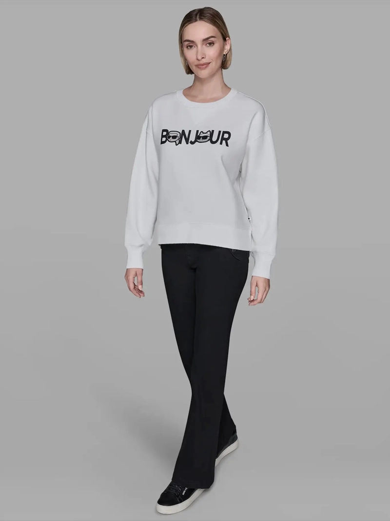 POLERON DE FELPA CON ESTAMPADO BONJOUR CON KARL Y CHOUPETTE - 2
