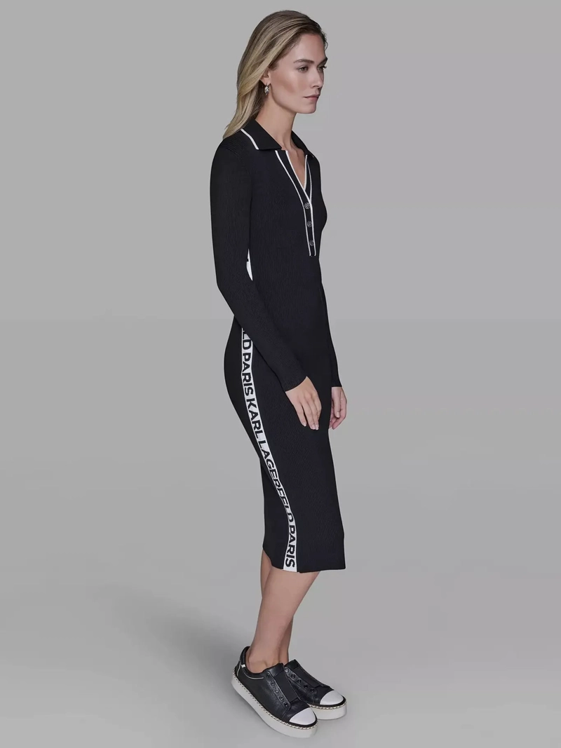 VESTIDO DE PUNTO CON CUELLO EN V - 4