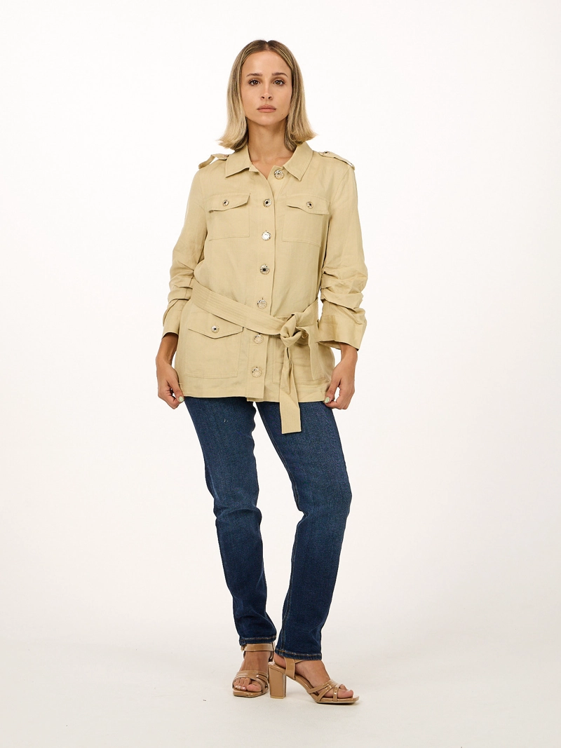 CAMISA CON MANGAS FRUNCIDAS Y CINTURON - 2