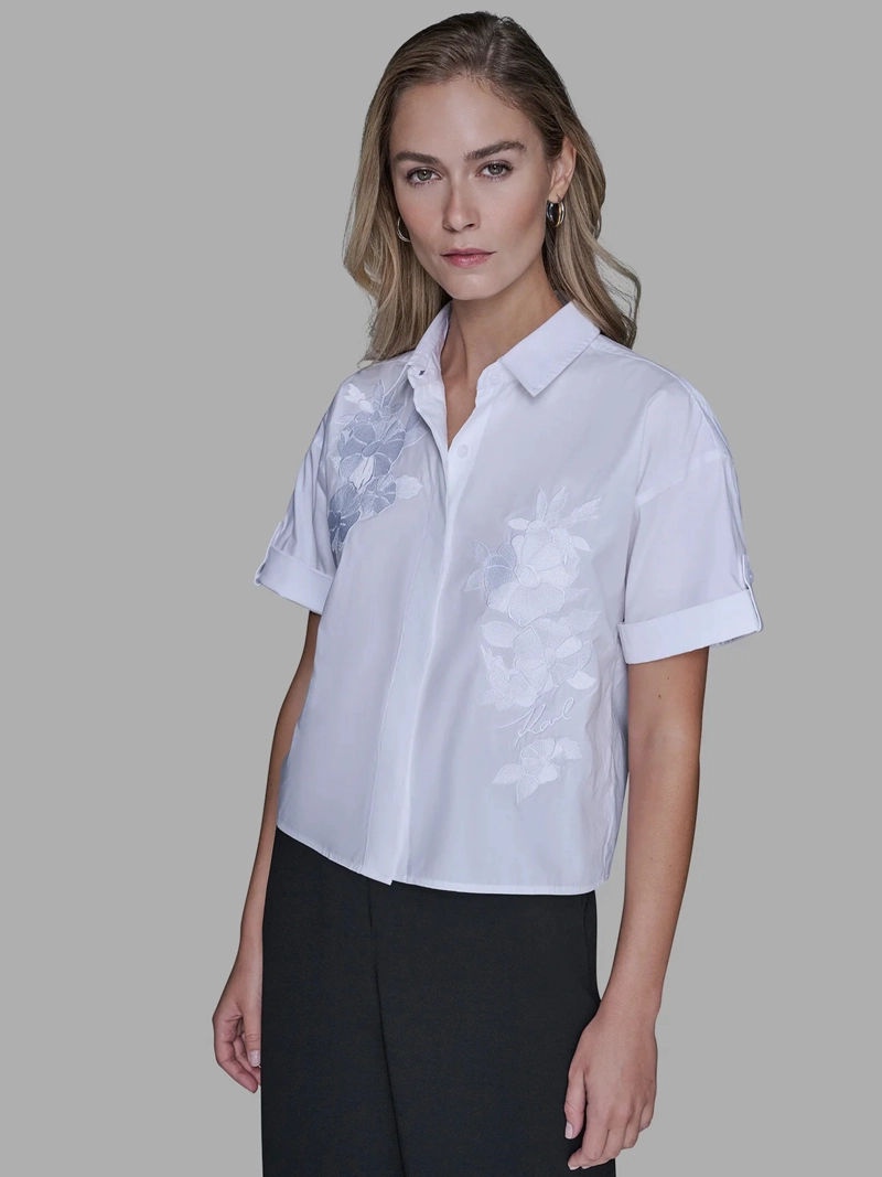 CAMISA DE POPELIN CON ESTAMPADO FLORAL - 1