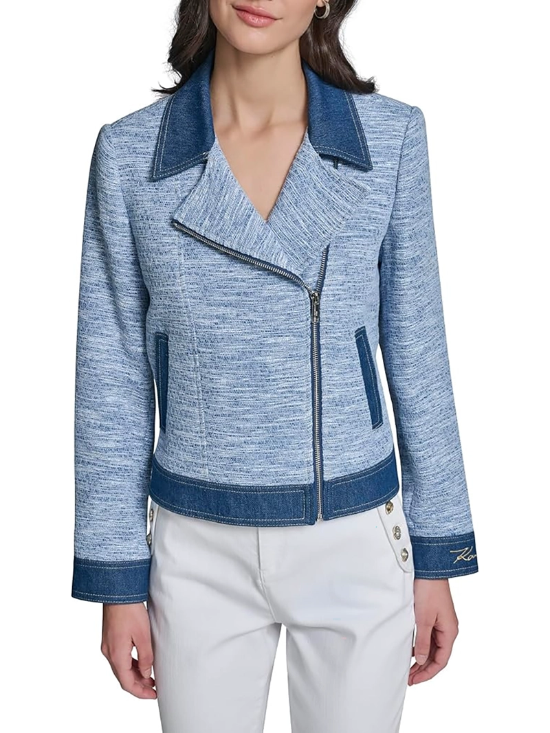 CHAQUETA BIKER DE TEJIDO TWEED DENIM - 1