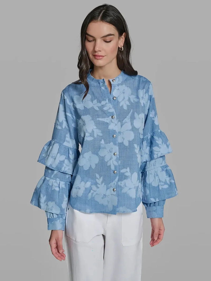 CAMISA DE MANGA LARGA CON VOLANTES - 1