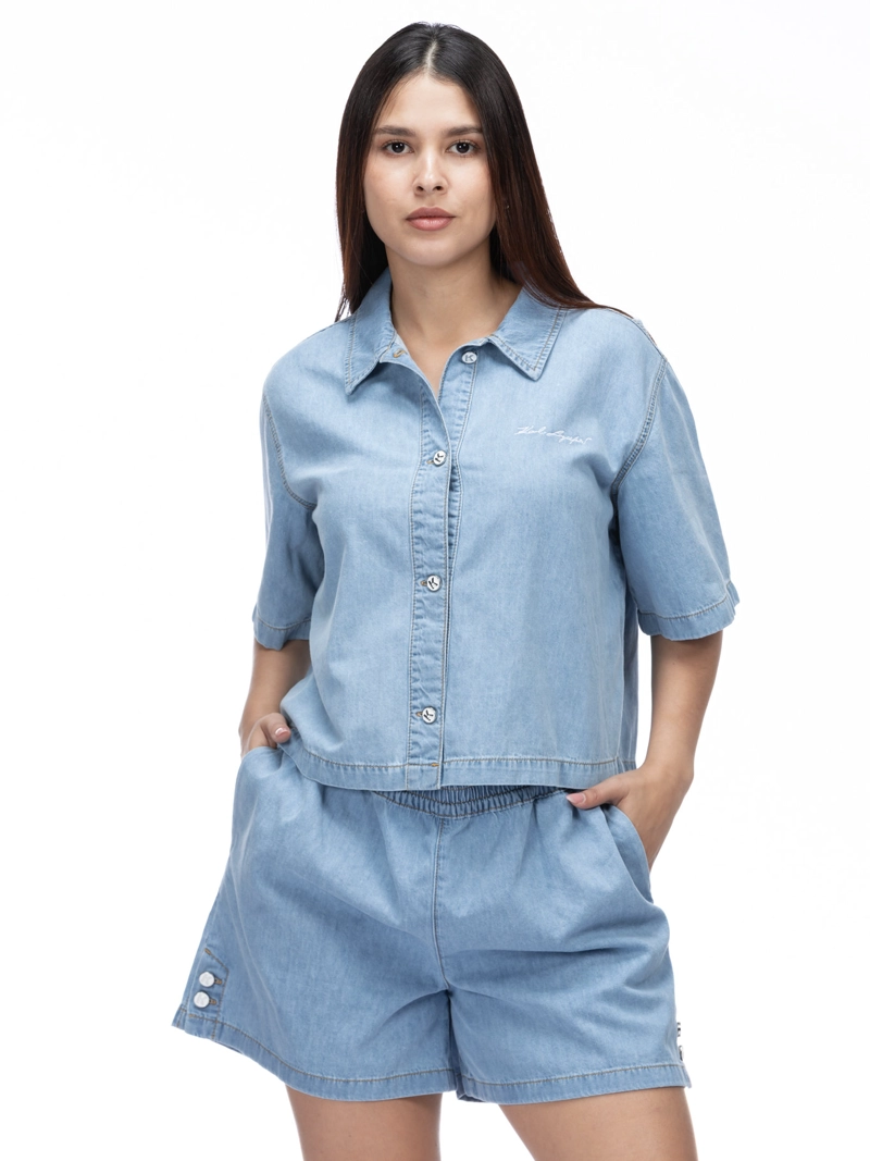 SHORT DENIM CON BOTONES DECORATIVOS - 1