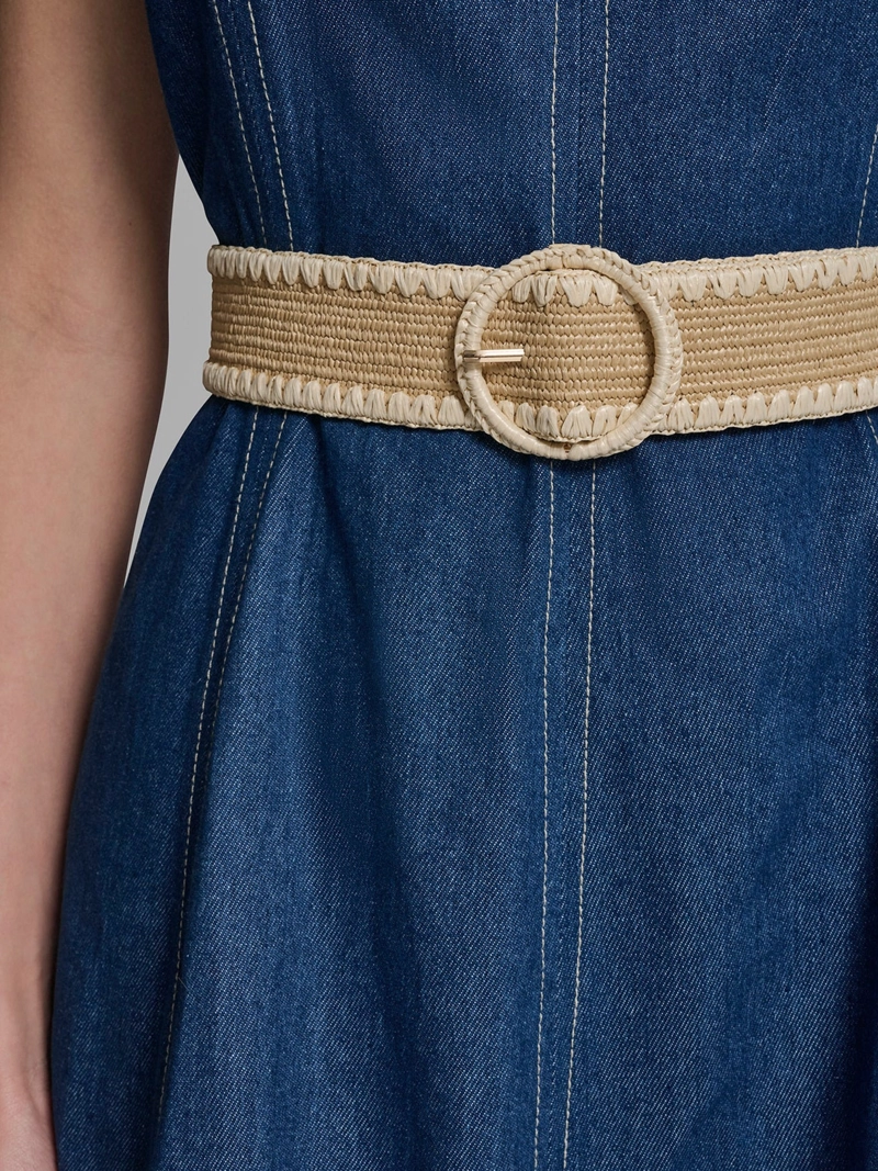 VESTIDO MIDI DENIM CON CINTURON - 5