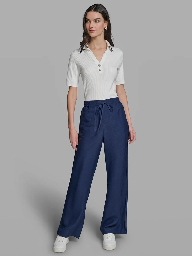 PANTALON DE LINO CON CORDON - 1