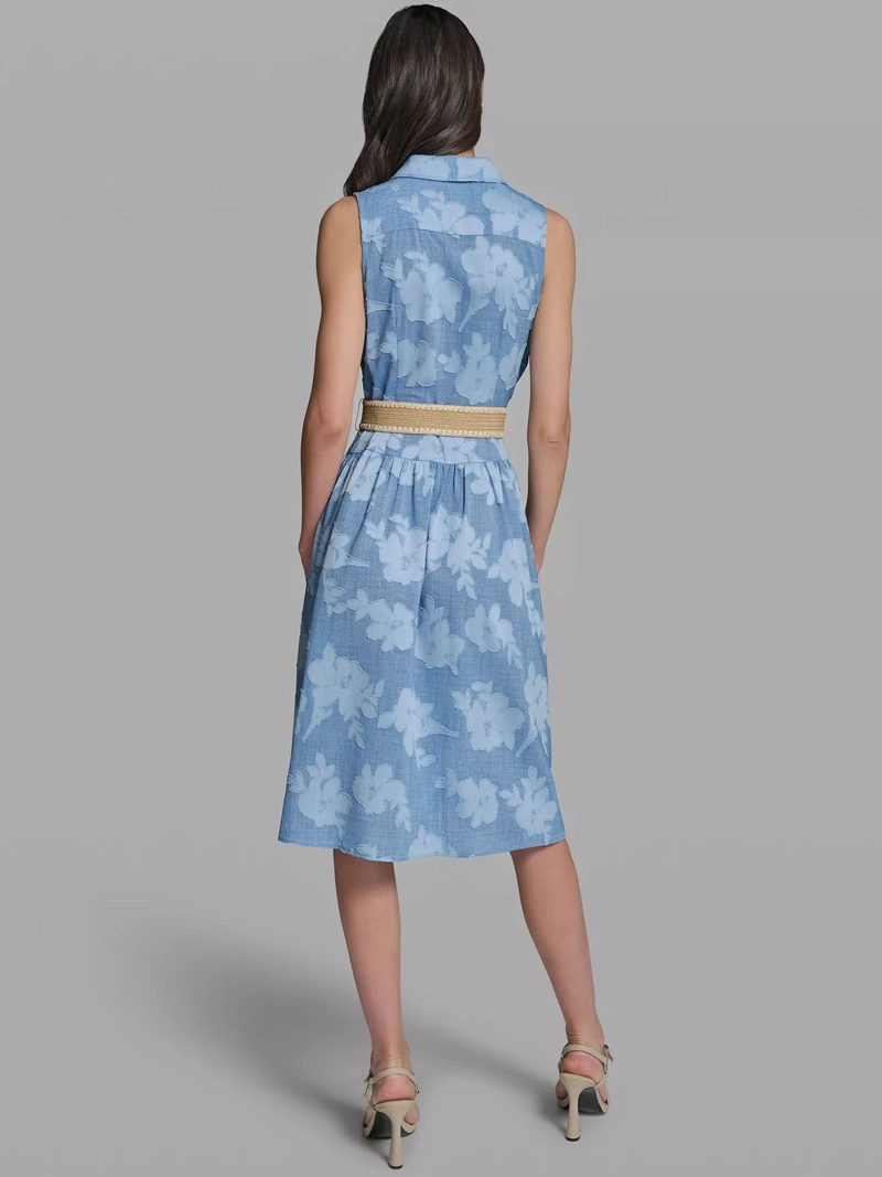VESTIDO ESTAMPADO SIN MANGAS CON CINTURON - 2