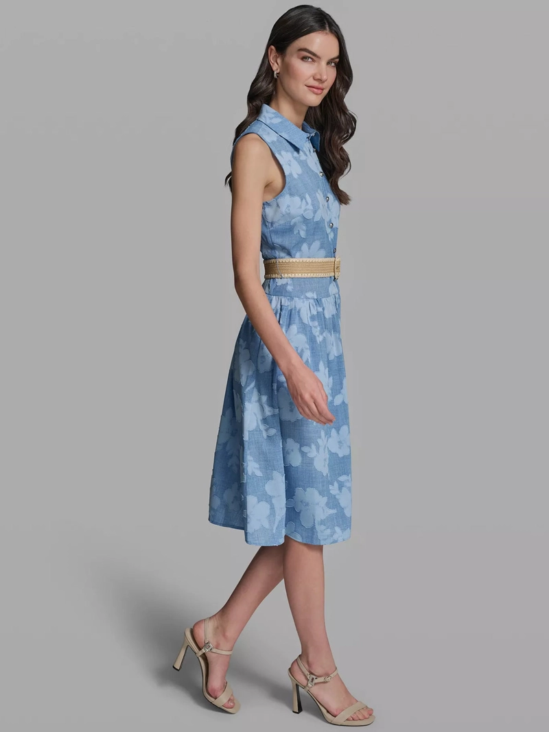 VESTIDO ESTAMPADO SIN MANGAS CON CINTURON - 3