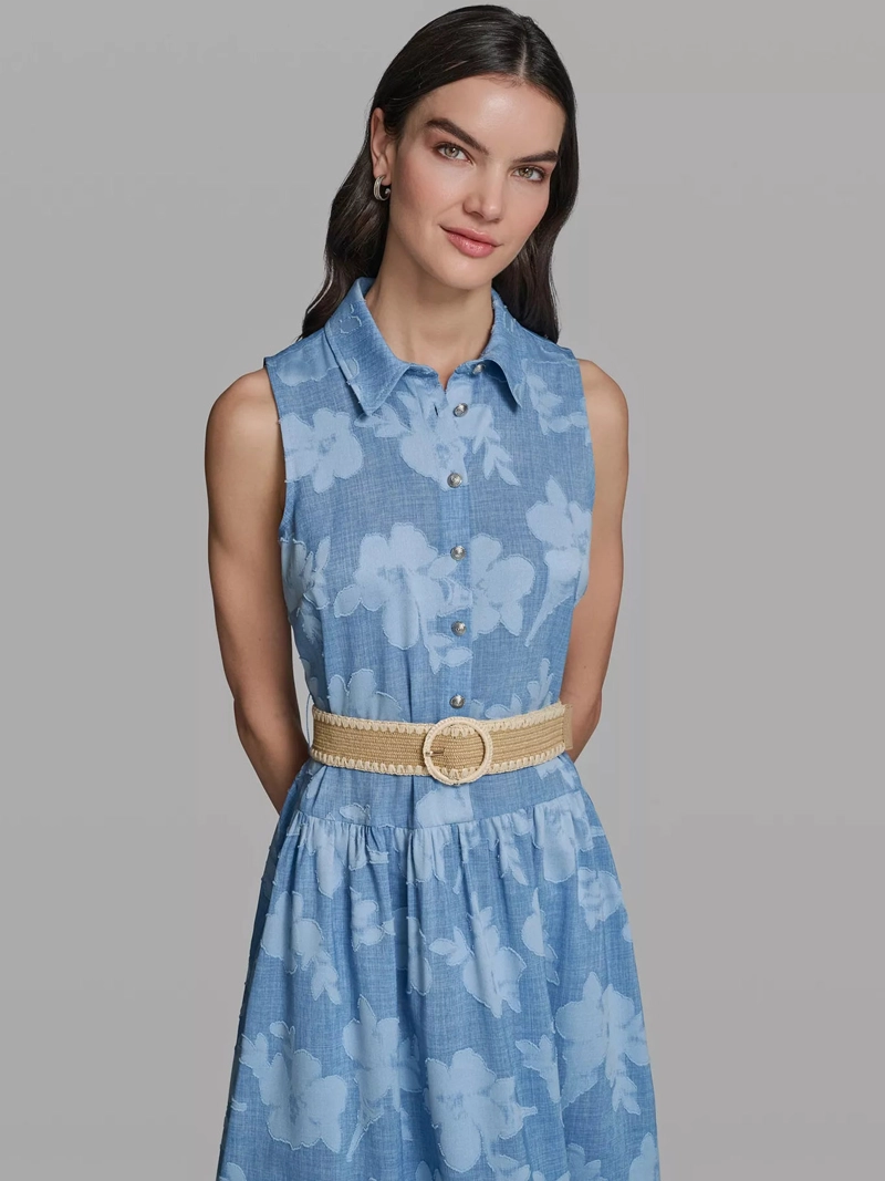 VESTIDO ESTAMPADO SIN MANGAS CON CINTURON - 4