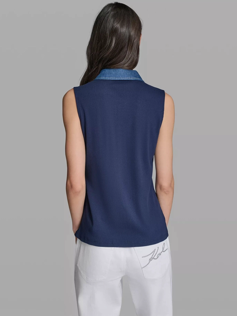 TOP SIN MANGAS CON CUELLO CAMISERO DENIM - 2
