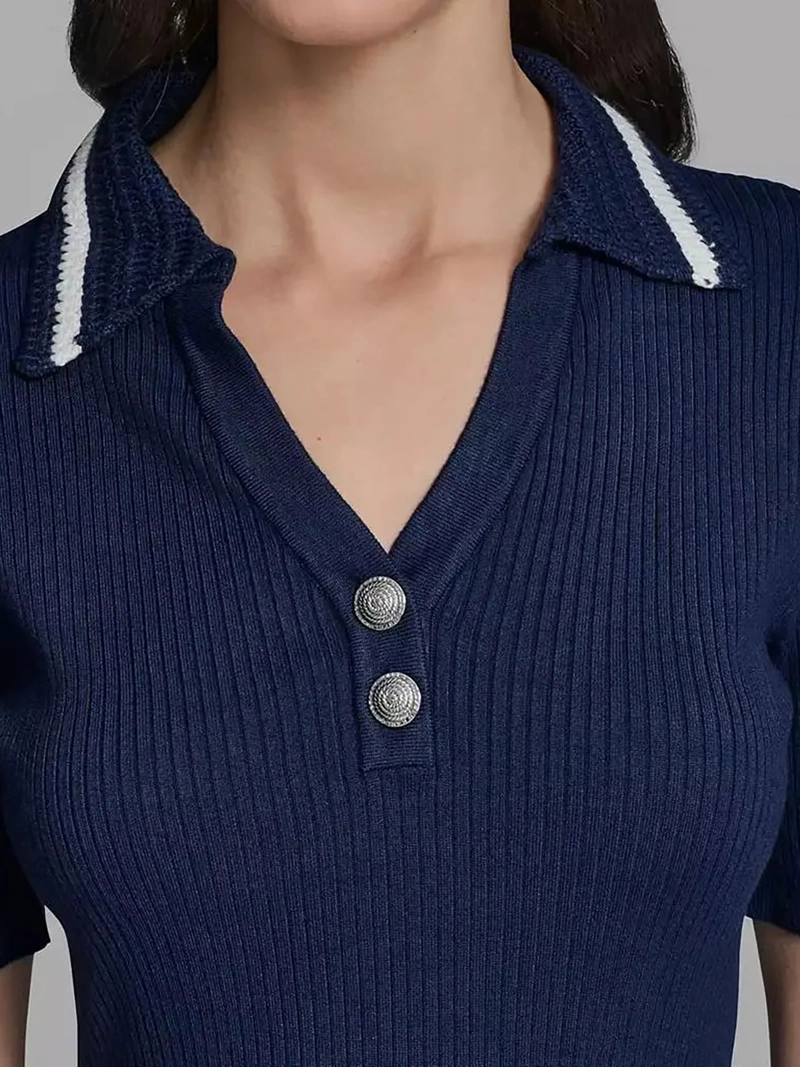 SWEATER MANGA CORTA CON CUELLO DE CROCHET - 6