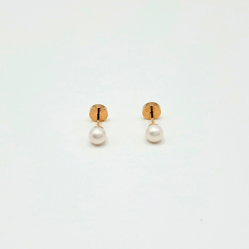 Aros abridores para bebé y niña de oro 18k y Perla cultivada. - 1