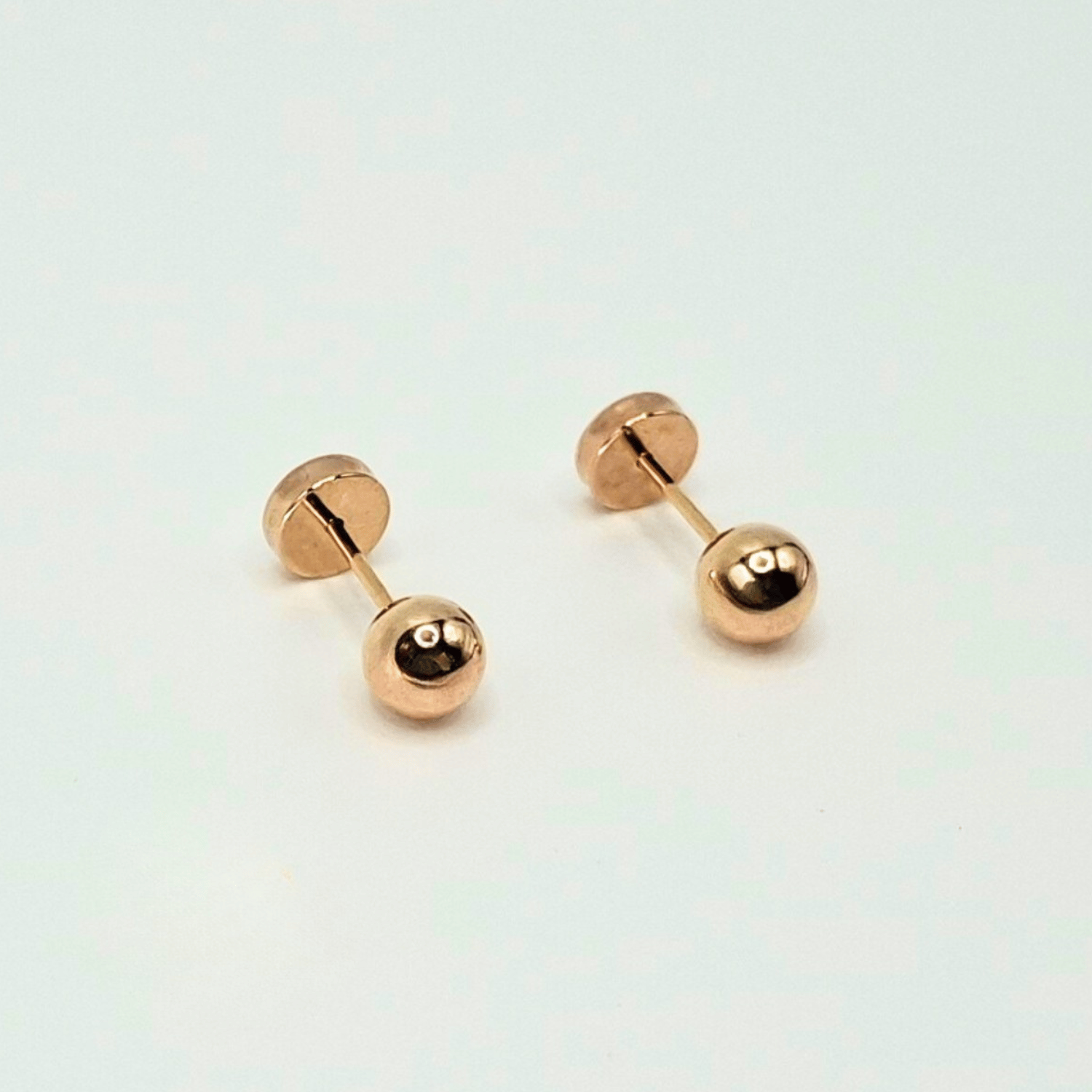 Aros abridores para bebé y niña de oro 14k  modelo bolita - 1