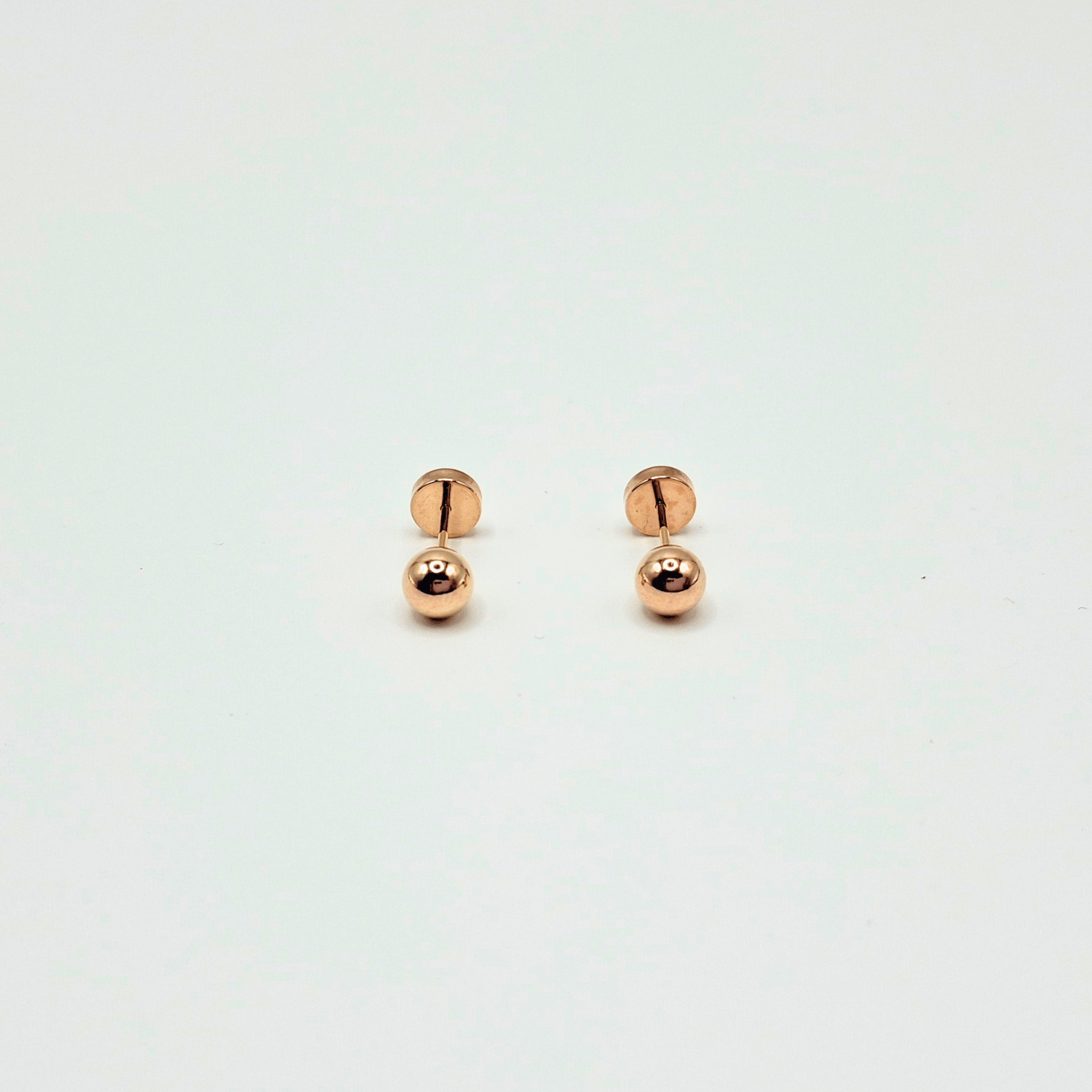 Aros abridores para bebé y niña de oro 14k  modelo bolita - 5