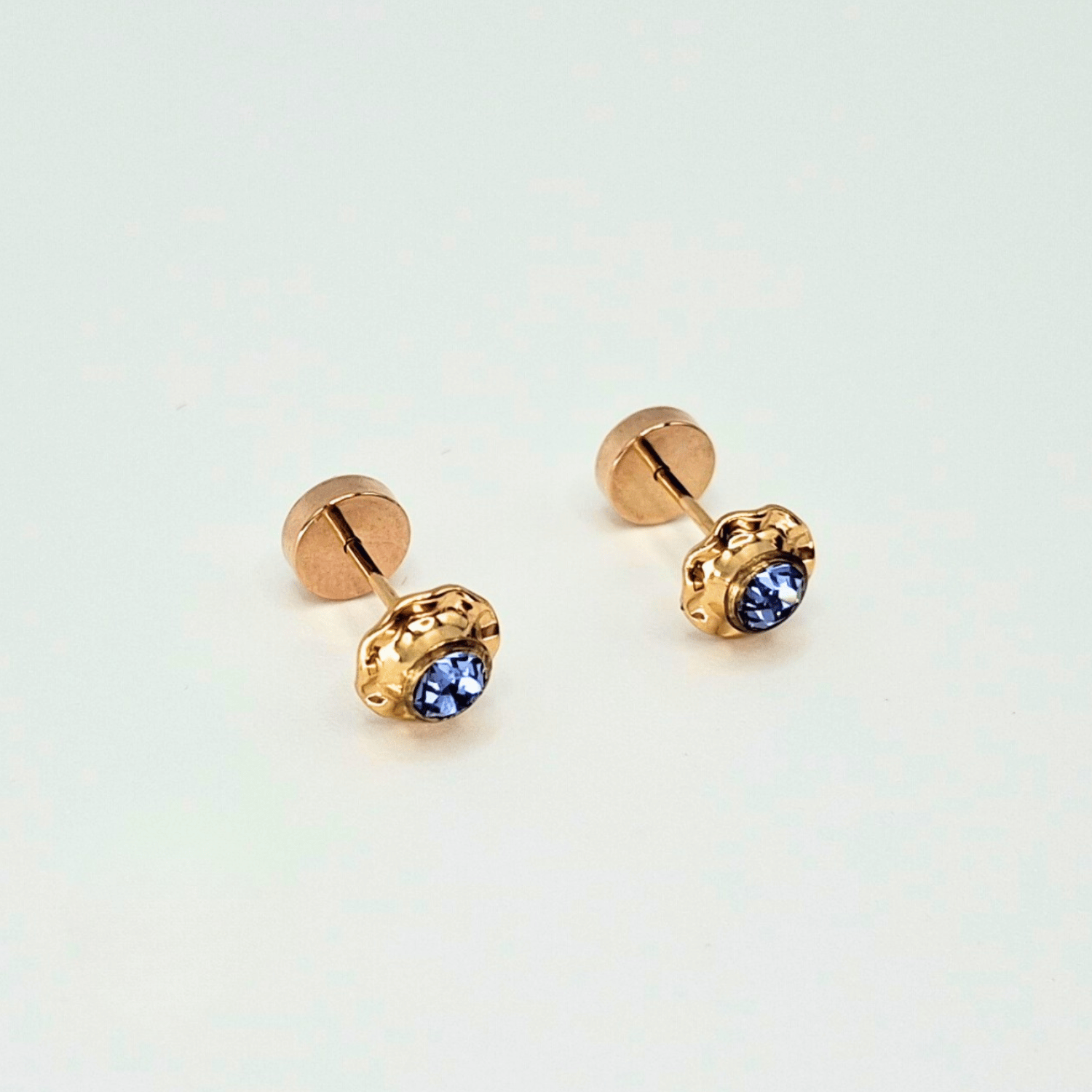 Aros abridores para bebé y niña de oro 14k modelo piedra de circón blanco - 1
