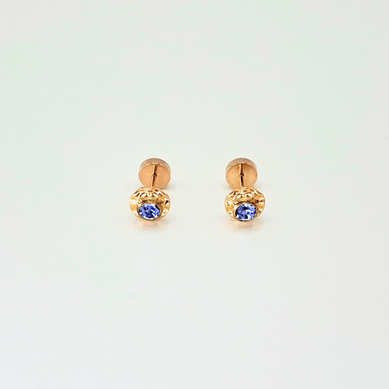 Aros abridores para bebé y niña de oro 14k modelo piedra de circón blanco - 4