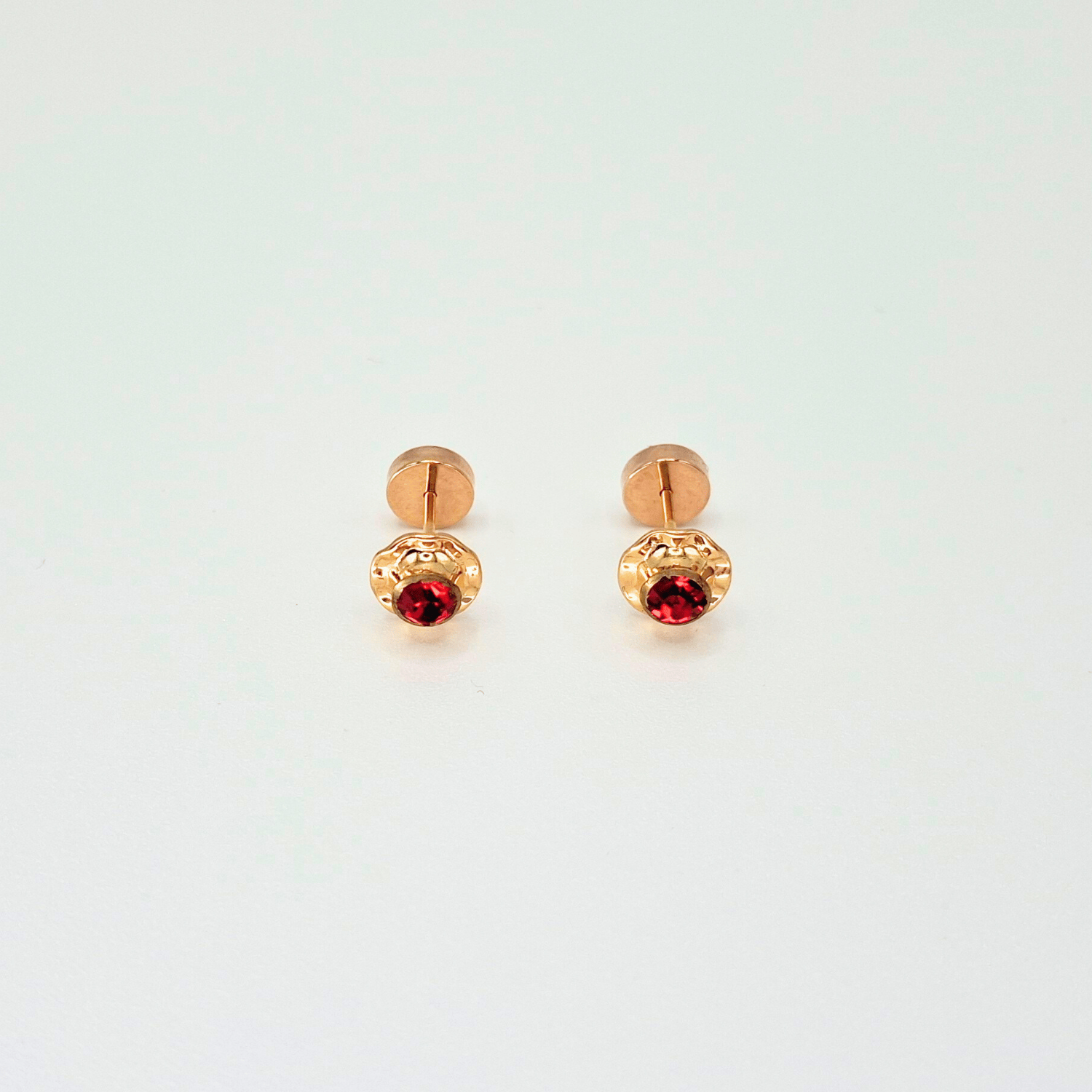 Aros abridores para bebé y niña de oro 14k modelo piedra de circón blanco - 4