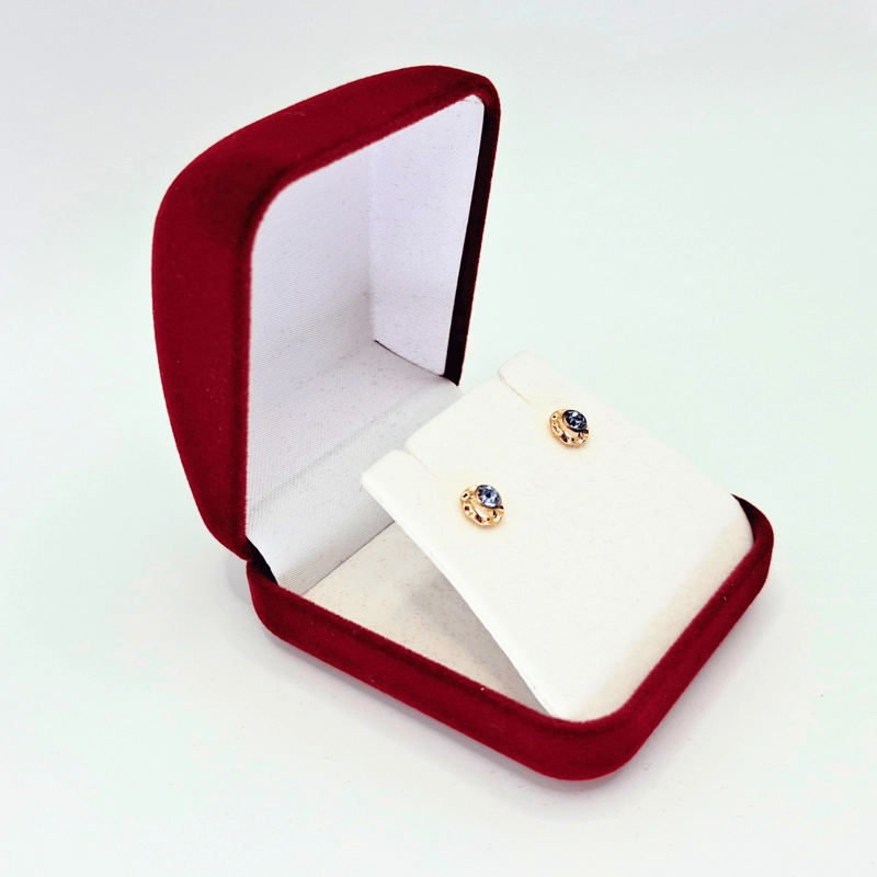 Aros abridores para bebé y niña de oro 14k modelo piedra de circón blanco - 5