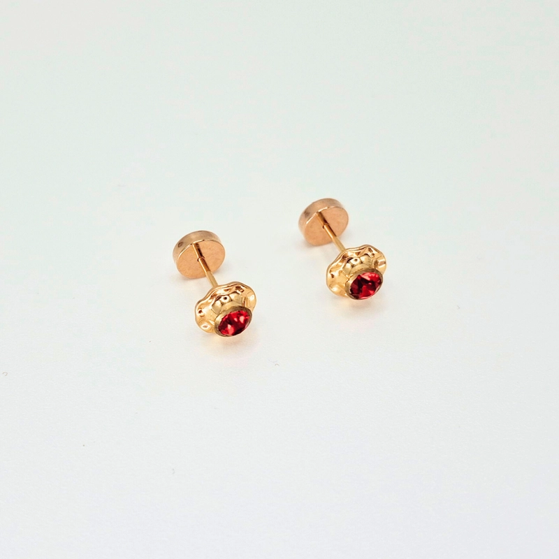 Aros abridores para bebé y niña de oro 14k modelo piedra de circón blanco - 6