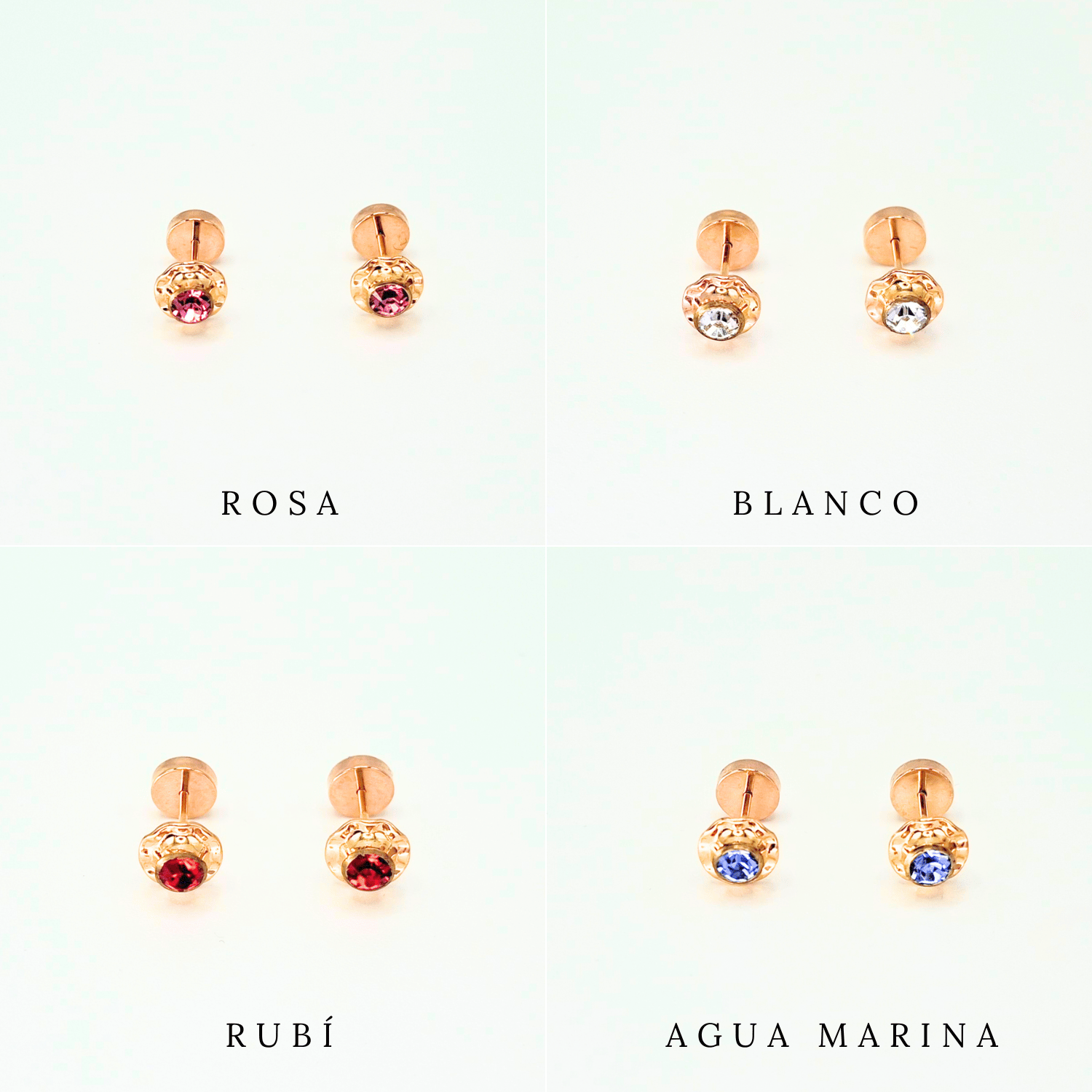 Aros abridores para bebé y niña de oro 14k modelo piedra de circón blanco - 7