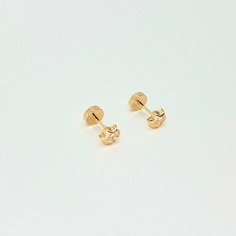 AROS ABRIDORES PARA BEBÉ Y NIÑA, MODELO ESTRELLA, ORO 18K - 4