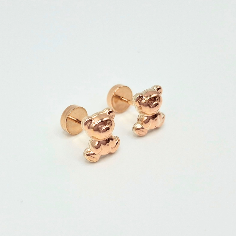 AROS ABRIDORES PARA BEBÉ  Y NIÑA DE ORO 14K MODELO OSO. - 3