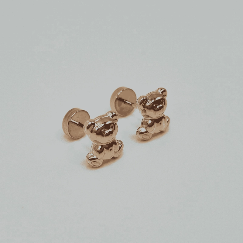 AROS ABRIDORES PARA BEBÉ  Y NIÑA DE ORO 14K MODELO OSO. - 5