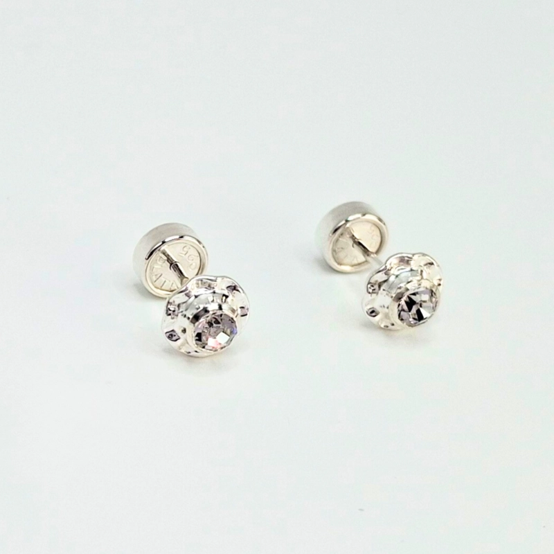 AROS ABRIDORES FLOR EN COLOR BLANCO DE CIRCÓN Y PLATA - 1
