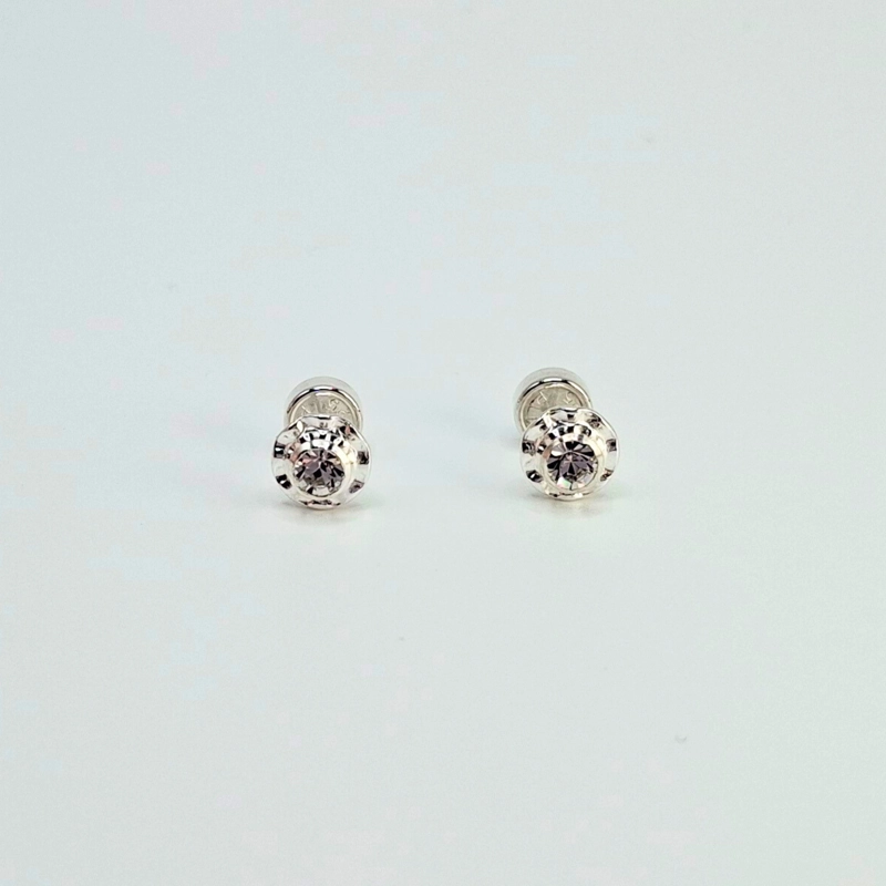 AROS ABRIDORES FLOR EN COLOR BLANCO DE CIRCÓN Y PLATA - 2