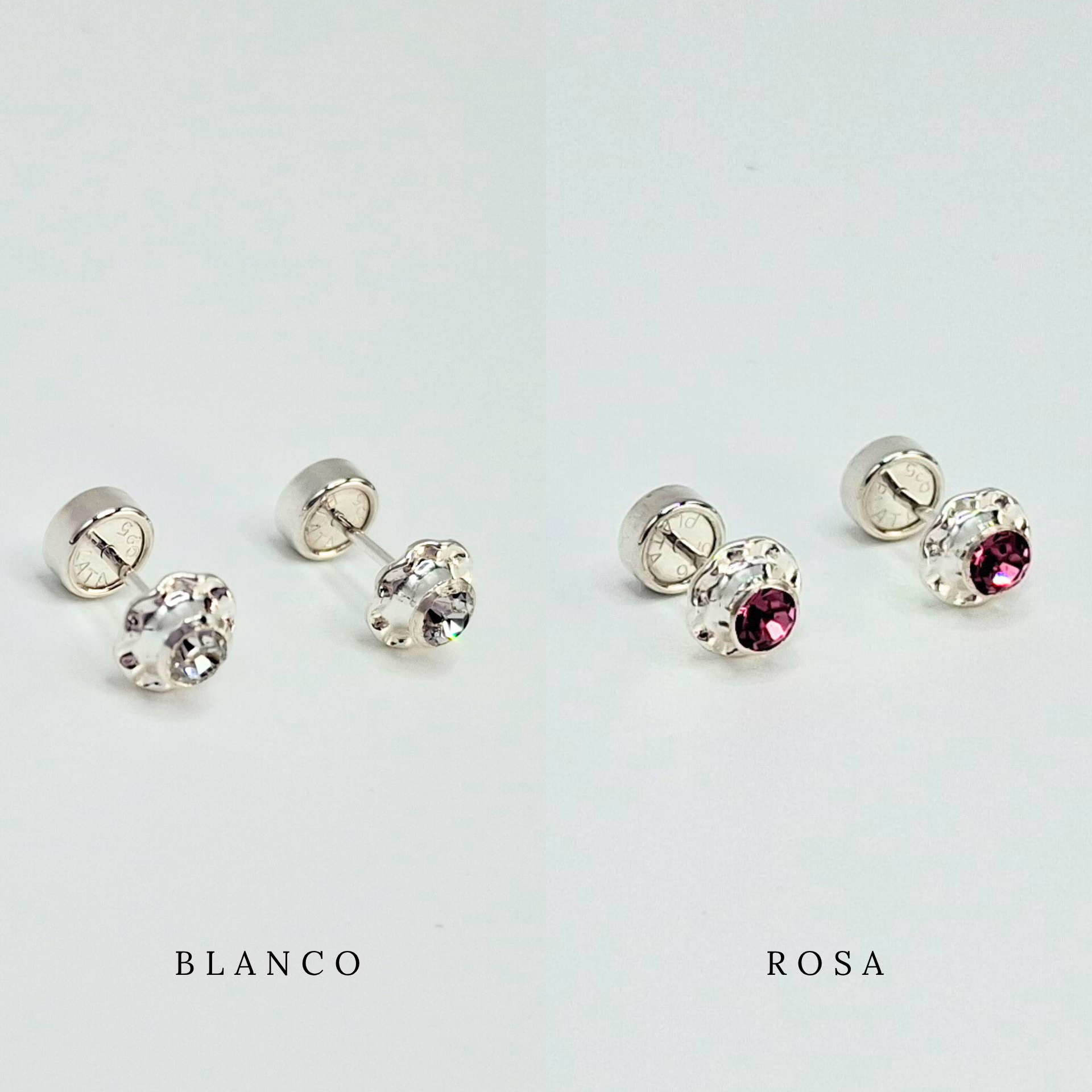 AROS ABRIDORES FLOR EN COLOR BLANCO DE CIRCÓN Y PLATA - 4