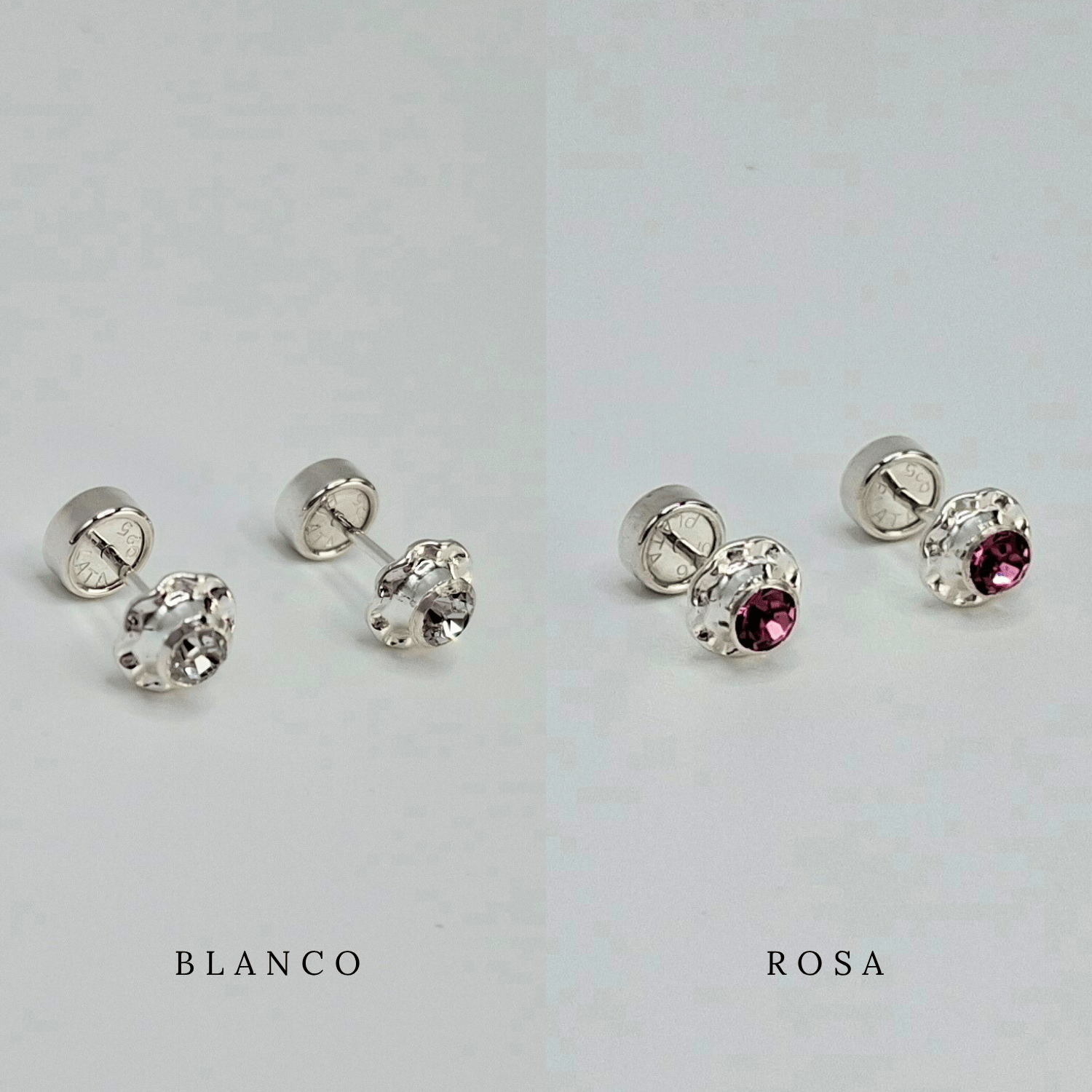 AROS ABRIDORES FLOR EN COLOR BLANCO DE CIRCÓN Y PLATA - 6