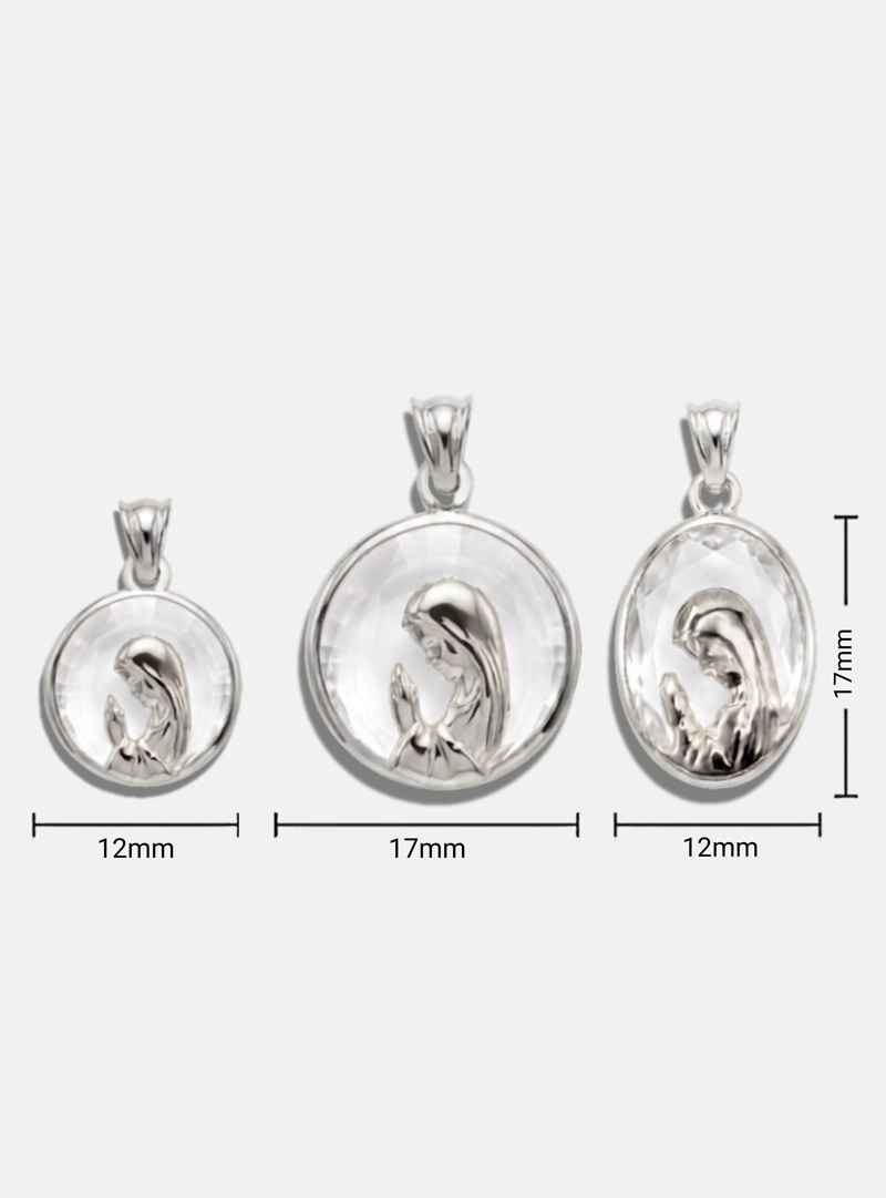 Medalla Virgen Niña Ovalado, Plata 925 y Cristal Swarovski - 2