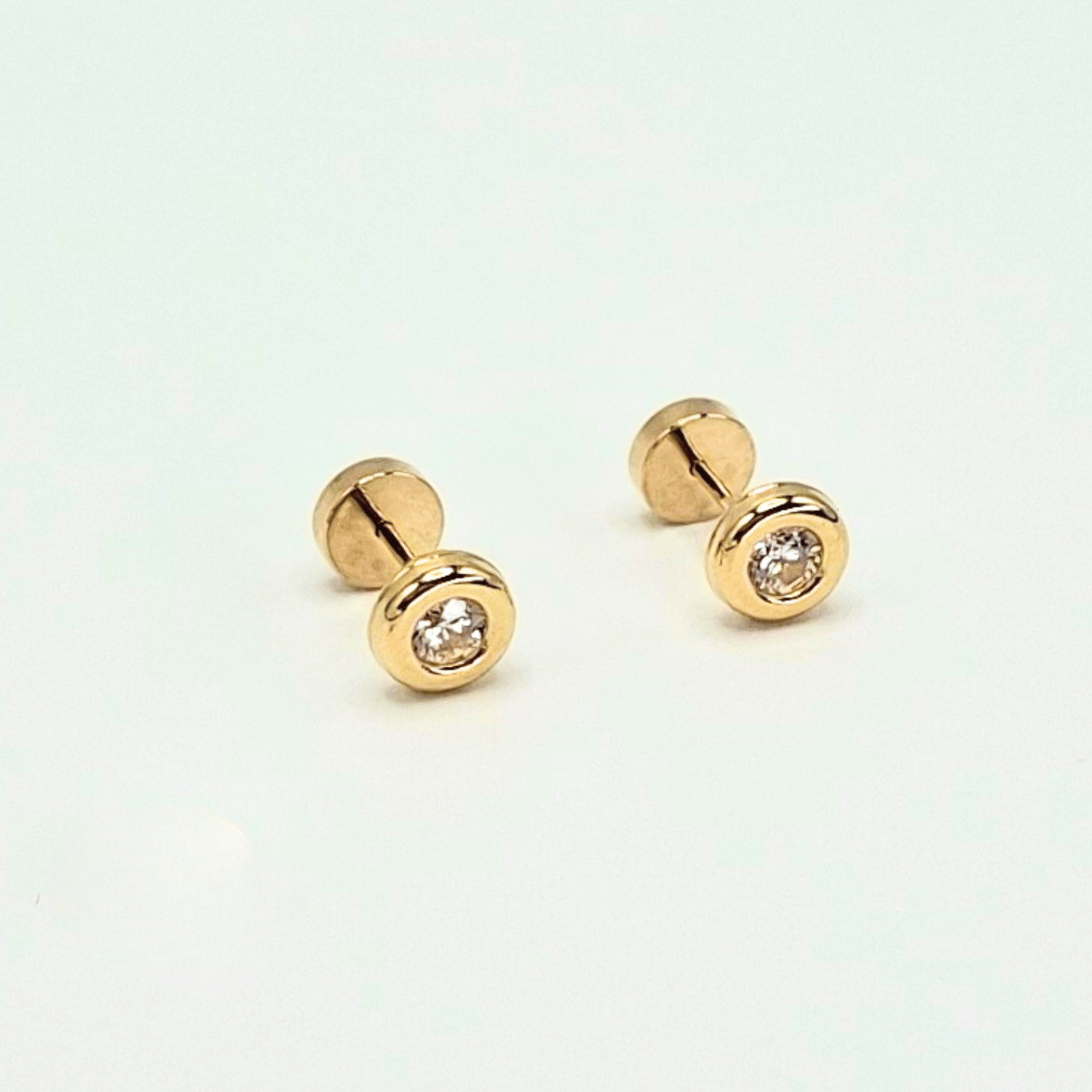 AROS ABRIDORES PARA BEBE  Y NIÑA,  MODELO DONUTS CON CIRCON, ORO 18K - 1