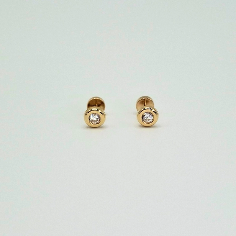 AROS ABRIDORES PARA BEBE  Y NIÑA,  MODELO DONUTS CON CIRCON, ORO 18K - 4