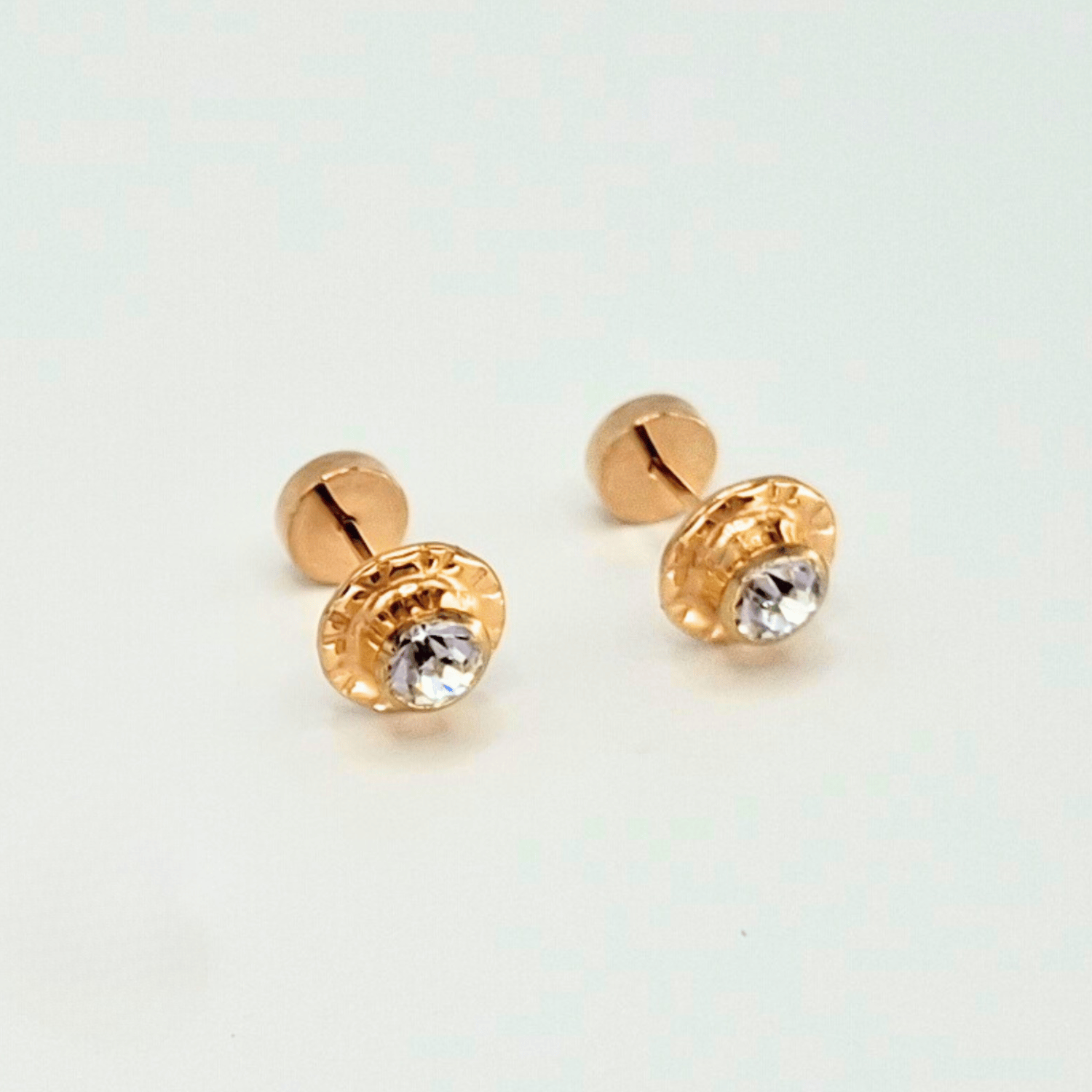 AROS ABRIDORES PARA BEBE  Y NINA LAMINADOS EN ORO DE 20K MODELO PIEDRA DE CIRCON L