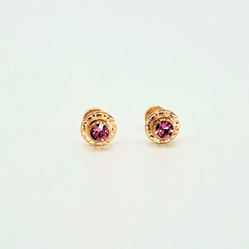 AROS ABRIDORES PARA BEBE  Y NIÑA LAMINADOS EN ORO DE 20K MODELO PIEDRA DE CIRCON L - 2